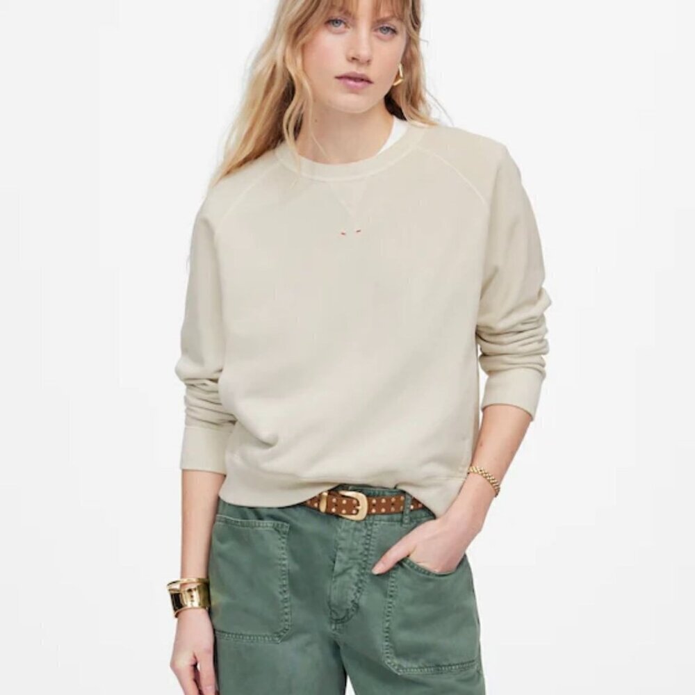 NWT Madewell Garment-Dyed Crewneck Sweatshirt in Parchment - Size: Medium